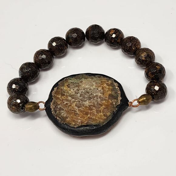 Genuine Agate Geode Boho Bracelet - Picture 4 of 5